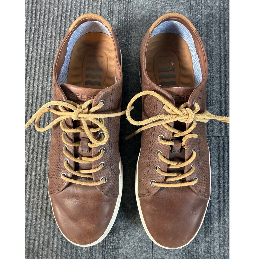 Sperry Mens PlushWave Perforated Leather Sneakers Brown STS22188 Low Top 10 - Picture 4 of 8